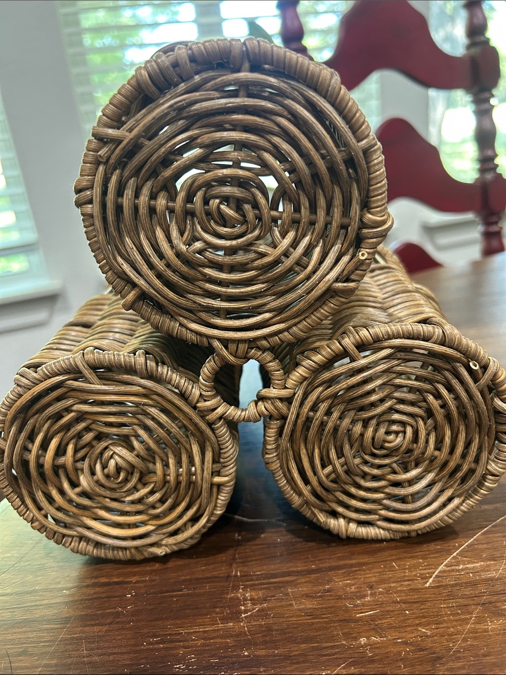 Rattan 3 Bottle Wine Holder/Utensil Caddy - Picture 5 of 5